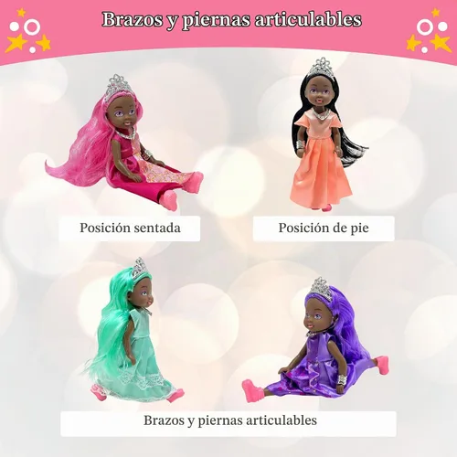 Vista 2 de Set de Muñecas Pequeñas con Mini Muñecas de Princesa para Niñas – Muñecas de Juguete de Princesa para Casa de Muñecas – Figuras Mini de Princesa