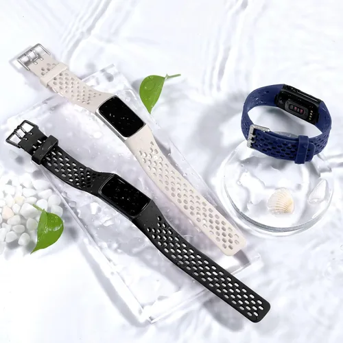 Vista 7 de Maledan Compatible con Fitbit Charge 5/Fitbit Charge 6 bandas para mujeres y hombres, correa deportiva transpirable suave impermeable de repuesto