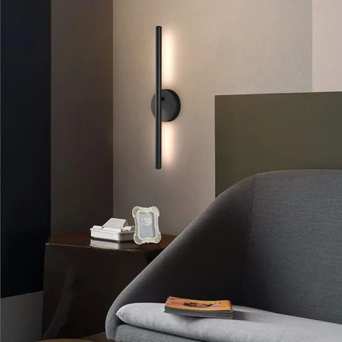 Vista 3 de Aipsun Aplique de pared negro giratorio 360° LED negro lámpara de pared para dormitorio, sala de estar, hotel, pasillo, pasillo, blanco cálido, 3000