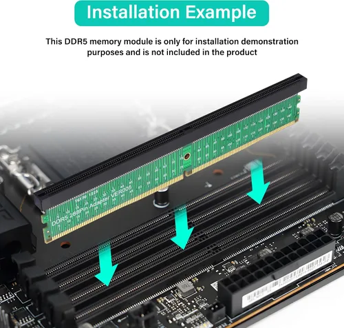 Vista 3 de SinLoon DDR5 UDIMM 288Pin Adaptador Riser Card DDR5 Módulo de memoria Tarjeta protectora de prueba para PC de escritorio placa base