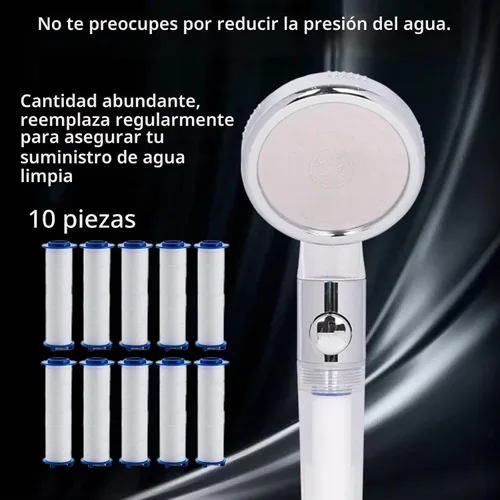Vista 7 de Filtros de cabezal de ducha, 10 unidades, filtro de cabeza de gotas de ducha iónicos, filtro de ducha de mano con filtro de algodón PP, múltiples
