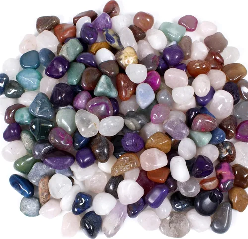 Vista 7 de Piedras preciosas naturales pulidas y teñidas, 5 libras (libras) + hoja de identificación de color educativo y libro de identificación de rocas