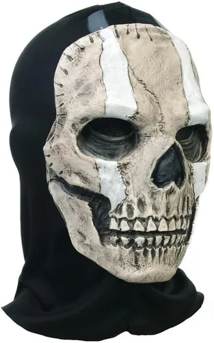 Vista 6 de Máscara de calavera de terror de carnaval de Halloween, máscara de fantasma, máscara de terror de calavera de cara completa CS Cosplay