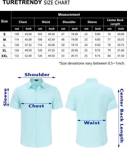 Vista 7 de TURETRENDY Camisas de lino para hombre de manga corta con botones para playa