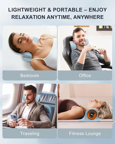 Vista 9 de Masajeador de cuello 2026 - Masajeador portátil 3 en 1 con calor, pulso y vibración, diseño ergonómico, masajeador eléctrico de cuello y hombros