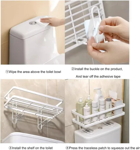 Vista 7 de JHDXL Almacenamiento sobre el inodoro, organizador de baño de 1 nivel sobre el inodoro, estante de almacenamiento, organizador de baño