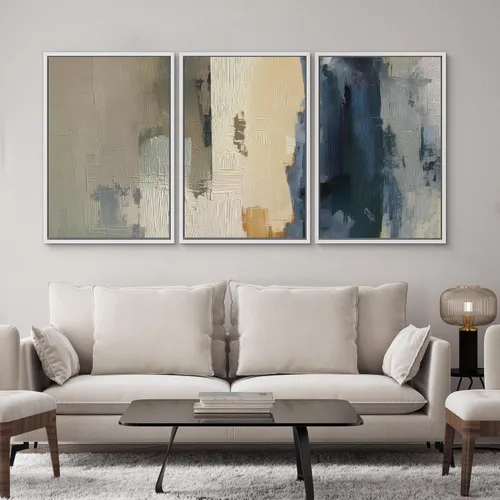 Vista 658 de SIGNWIN Lienzo enmarcado para pared, juego de arte neutro de bosque brumoso, ilustraciones en tono tierra, arte moderno, decorativo, bohemio
