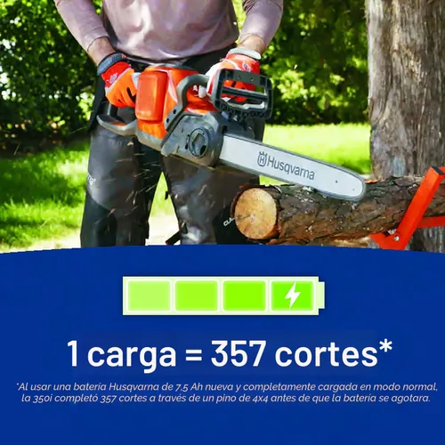 Vista 8 de Husqvarna Power Axe - Motosierra eléctrica inalámbrica 350i, motosierra de 18 pulgadas, motor sin escobillas y potencia de corte superior