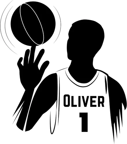 Vista 2 de Calcomanías de pared personalizadas con nombre de baloncesto – Jugador con calcomanía de pelota – Decoración de habitación de niños y hombres
