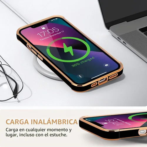 Vista 7 de LCHULLE Funda para iPhone 13 para mujeres y niñas, lindo corazón de amor Negro