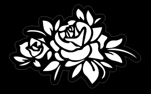 Vista 6 de MAKTEM Rosas con hojas, calcomanías sexys de automóvil para hombres y mujeres, calcomanías de automóvil de flores, accesorios de automóvil de Negro