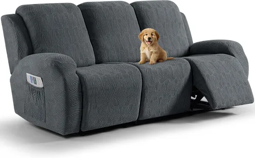 Vista 36 de VANSOFY Fundas para sillas reclinables, 4 piezas, elásticas, de tela jacquard, suave funda para silla reclinable, protector de muebles con parte