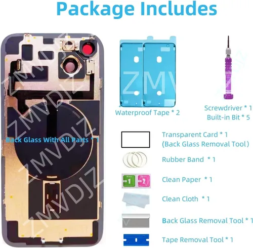 Vista 5 de Reemplazo de vidrio trasero 14 Plus con placa y cable flexible y todas las piezas para iPhone 14plus cubierta trasera de cristal