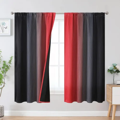 Vista 48 de Estelar Textiler Cortinas oscurecedoras beige y blanco grisáceo de 45 pulgadas de largo, cortinas graduadas con bloqueo de luz para baño, cortinas