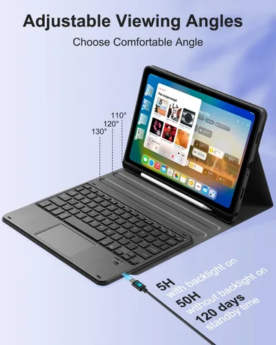 Vista 7 de EAMPANG Funda con purpurina y teclado trackpad para Samsung Galaxy Tab A11 Plus/A9 Plus de 11 pulgadas, Smart Touchpad 7 colores retroiluminados