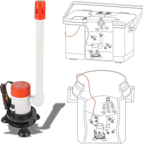 Vista 2 de SEAFLO Kit de bomba de aireación Livewell portátil serie 09 – 12 V, 350 GPH, sumergible, cabezal rociador ajustable, funcionamiento silencioso