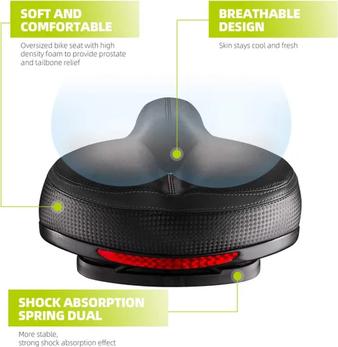 Vista 2 de Asiento de bicicleta, asiento de bicicleta más cómodo, doble absorción de golpes, espuma viscoelástica, impermeable, silla de montar de bicicleta