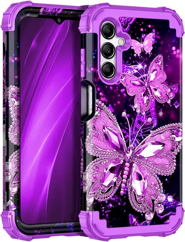 Vista 63 de Miqala Funda para Galaxy A14 5G, que brilla en la oscuridad, tres capas, resistente, a prueba de golpes, protección completa, parachoques