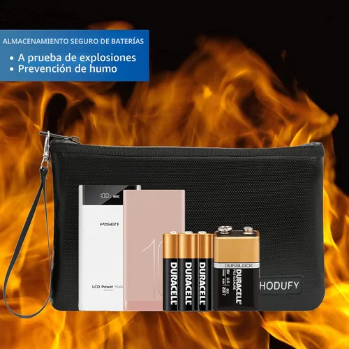 Vista 5 de Bolsa de dinero ignífuga (2000℉), bolsas de documentos ignífugas, bolsa de efectivo bancario con cremallera y correa, adecuada para documentos A5