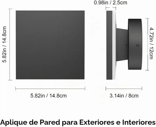 Vista 6 de Lámpara de Pared LED para Exteriores Luz de Porche Moderna Luz de Patio para Casa Aplique de Pared Exterior de Aluminio Impermeable Luces de Porche