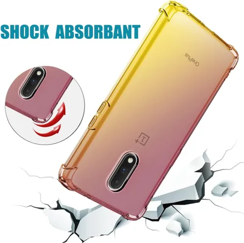 Vista 7 de Funda para OnePlus 6T, OnePlus 7 con protector de pantalla de vidrio templado, lindo degradado transparente delgado, a prueba de golpes, TPU trasero