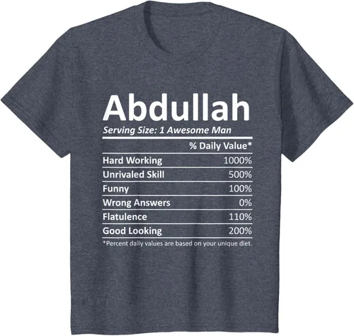 Vista 19 de ABDULLAH Nutrition Funny Birthday Personalizado Nombre Regalo T-Shirt Negro