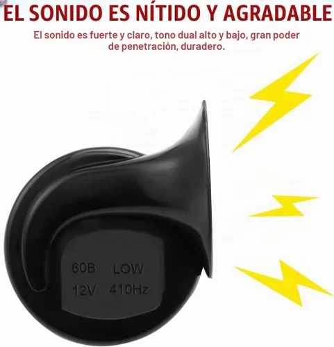 Vista 4 de 2 piezas de bocinas de tren súper fuertes de 300DB, juego de repuesto de bocinas de aire impermeables de 12V, bocina doble de aire eléctrico de Negro