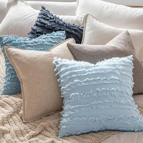Vista 5 de MIULEE - Juego de 2 fundas de cojín decorativas de lino estilo bohemio, con patrón jacquard a rayas, para sofá, sillón, sala de estar y habitación