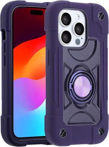 Vista 61 de MARKILL Funda compatible con iPhone 14 Pro de 6.1 pulgadas con soporte de anillo integrado, protección contra caídas de grado militar, carcasa Palta