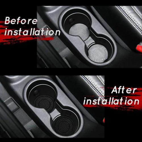 Vista 6 de Auprite Portavasos para automóvil, paquete de 2 posavasos universales antideslizantes para automóvil, accesorios para el interior del automóvil Negro