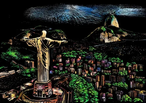 Vista 7 de Arte para rascar y bosquejar para niños y adultos, pintura arco iris, vista nocturna, rascador (A4), arte y manualidades, 4 hojas de tarjetas