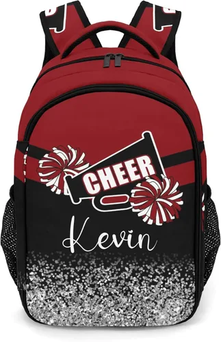 Vista 13 de XOZOTY Mochila de animadora púrpura claro personalizada con nombre para hombres y mujeres, bolso de hombro para computadora portátil, bolsa