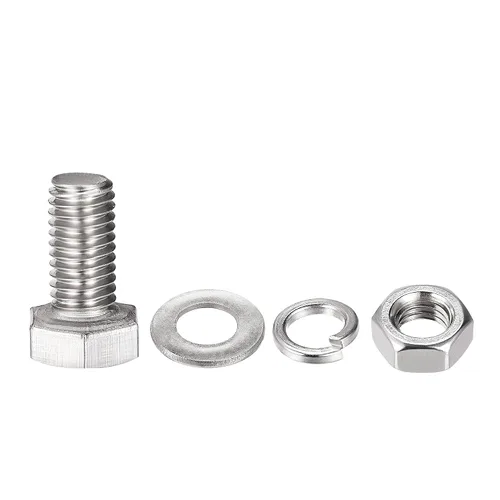 Vista 3 de uxcell Tornillos de cabeza hexagonal M8 x 0.630 in, tuercas, kits de arandelas planas y de bloqueo, pernos hexagonales de rosca completa de acero
