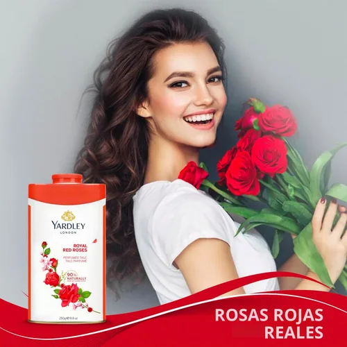 Vista 3 de Yardley London Talco perfumado, rosas rojas, 8.8 onzas, 8.82 oz