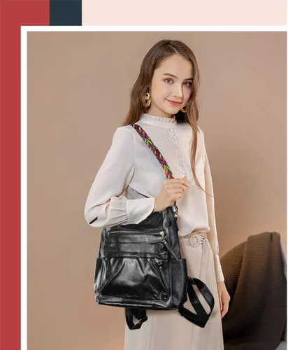 Vista 6 de Tom Clovers Mochila de cuero para mujer bolsa de moda casual para mujeres y niñas