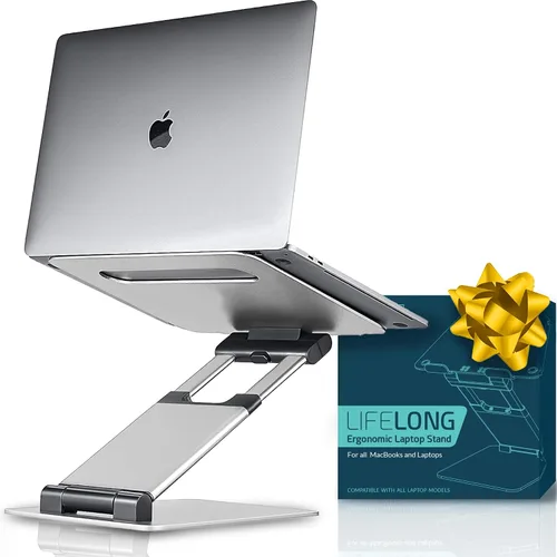 Vista 10 de Lifelong Soporte ergonómico ajustable para laptop para escritorio, altura de hasta 20 pulgadas, soporte elevador portátil para computadora portátil