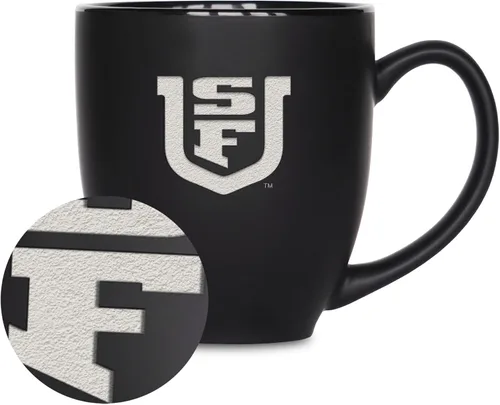 Vista 109 de Rico Industries - Taza de cerámica mate negra con grabado láser estándar de 15oz para NCAA (escuelas T & U) - Para bebidas calientes o frías