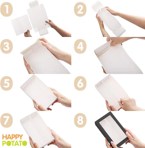 Vista 5 de HAPPY POTATO Paquete de 15 cajas de macarrones para 12, 7.2 x 4 x 1.9 pulgadas, caja de embalaje de macarrones con cinta, cajas de macarrones negros