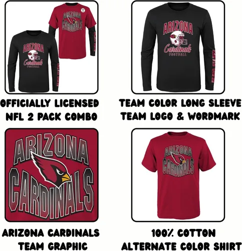 Vista 5 de NFL Conjunto de 3 Camisetas y Camisas de Manga Larga para Niños y Jóvenes 8-20, Colores del Equipo del Día del Juego