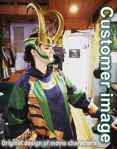 Vista 7 de CAFELE Superhero Helmet Detachable Horns Movie Thor Ragnarok Norse Mythology Mask Cosplay Adult Halloween Costume Party Props