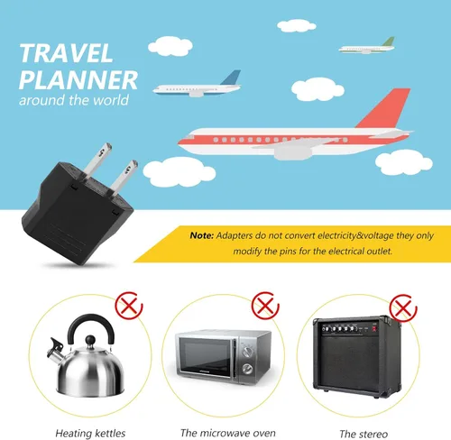 Vista 4 de 6 Pack Adaptador de Enchufe Europeo a EE. UU., Adaptador de Enchufe de Salida Europeo a Americano Pequeño para Viajes, Adaptador de Enchufe Europeo