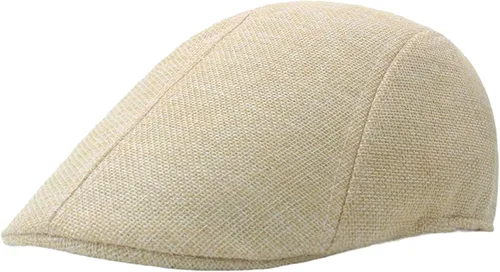 Vista 10 de meioro Gorra plana de verano para hombre, tejido de paja de lino, de algodón, transpirable, Gatsby Irish Cabbie Ivy Cap Caqui