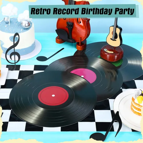 Vista 3 de Oudain Decoraciones y suministros para fiestas temáticas de los años 50, suministros de fiesta de cumpleaños de automóvil, manteles individuales