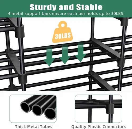 Vista 7 de Simple Trending Zapatero de 8 niveles de gran capacidad para 64 pares, estante alto para zapatos, organizador de zapatos de metal resistente