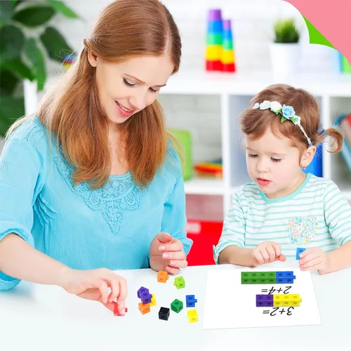Vista 7 de SpriteGru - Juego de 100 cubos de enlace matemático, cubos matemáticos manipulativos que se conectan y cuentan, bloques de construcción