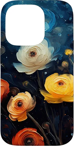 Vista 17 de Gorgeous Star Night Ranunculus Flowers Famous Painting Case for iPhone 17