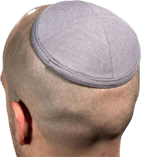 Vista 3 de Elegante lino kipá Yarmulke judía Yamaka Kippa Israel Cap Judaica wclip