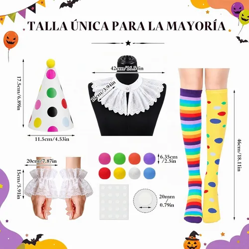 Vista 3 de Hercicy Disfraz de payaso de 6 piezas para mujer, juego de disfraz