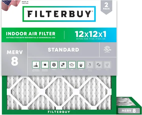 Vista 75 de Filterbuy Filtro de aire MERV 8 de 8 x 14 x 1 pulgadas para defensa contra el polvo y las alergias (paquete de 2), filtros electrostáticos plisados