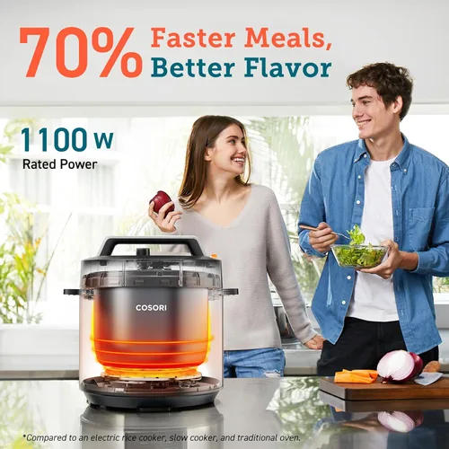 Vista 3 de COSORI Olla a presión eléctrica de 6 cuartos de galón, olla multicocción instantánea 9 en 1 y freidora de aire TurboBlaze de 6.0 cuartos de galón